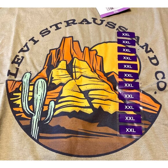 Levis XXL Tan Graphic Tee W/ Desert Scene Print - 100% Cotton - Picture 2 of 4